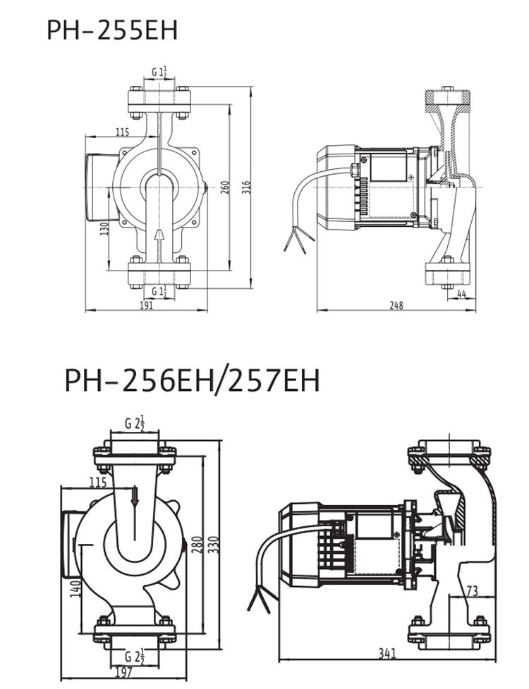 威乐PH-257水泵尺寸