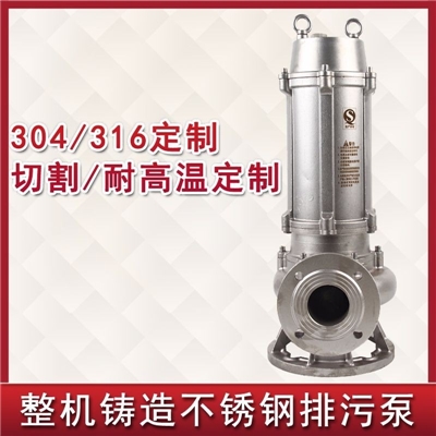 废水提升泵4kw 304铸造耐腐蚀耐酸碱不锈钢潜水泵
