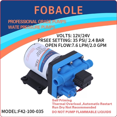 F42款7.6升微型直流电动增压高压隔膜泵12V/24V自吸抽水泵FOBAOLE